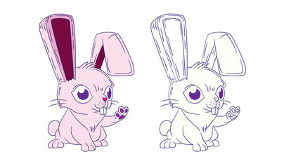 cute animal illustration for book drawing page