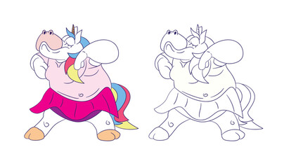 cute animal illustration for book drawing page