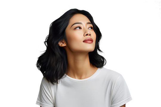 Close up of a thoughtful chinese woman