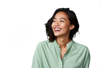 Close up of a happy chinese woman