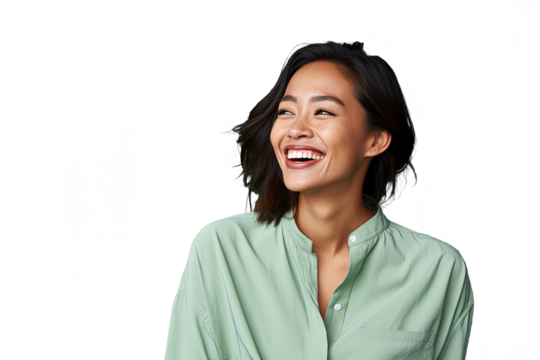 Close up of a happy chinese woman