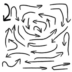 arrows set hand drawn brush vector