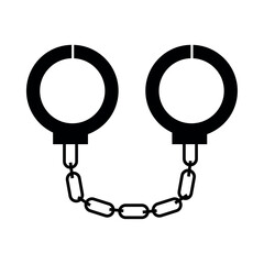 police handcuffs silhouette - obrazy, fototapety, plakaty