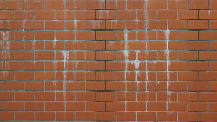 Red brick wall with white cement flowing down