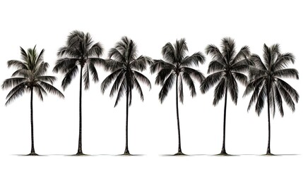 Silhouette of a group of palm trees on a white background - Powered by Adobe