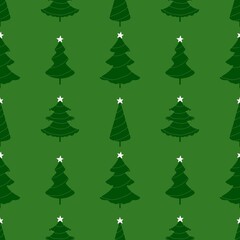 Cartoon retro seamless Christmas tree and balls pattern for wrapping paper and fabrics and linens and kids