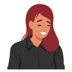 Woman Face Lights Up With Joy, Her Eyes Closed And A Radiant Smile Gracing Her Lips. Happiness Emanates From Her