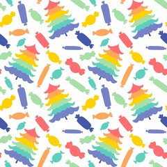 Christmas tree cartoon seamless colors pattern for wrapping paper and fabrics and kids clothes print