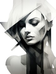Abstract art of beautiful women in cubism style, surreal modern, aesthetic, contemporary, and minimalist, great for wall decor, print design, and art posters.	