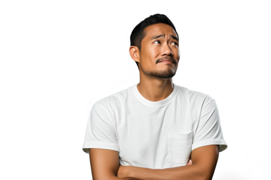 Close up of a worried chinese man