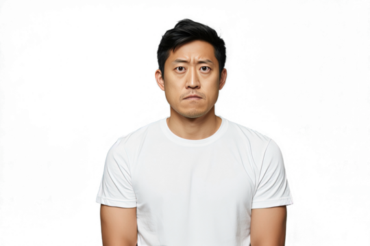 Close up of a worried chinese man