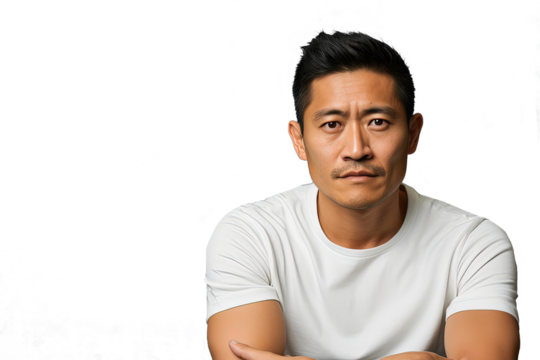 Close up of a worried chinese man