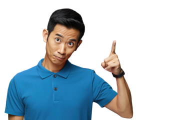 Close up of a chinese man pointing with his finger