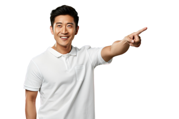 Close up of a chinese man pointing with his finger