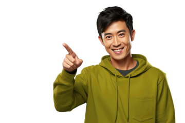 Close up of a chinese man pointing with his finger