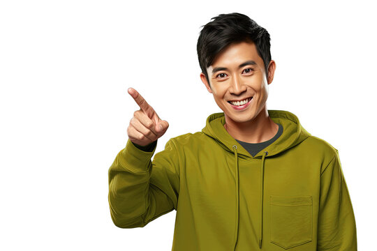 Close up of a chinese man pointing with his finger