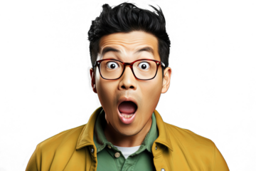 Close up of a shocked chinese man