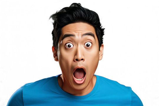 Close up of a shocked chinese man