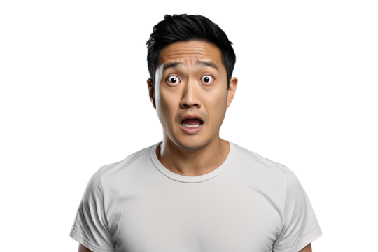Close up of a shocked chinese man