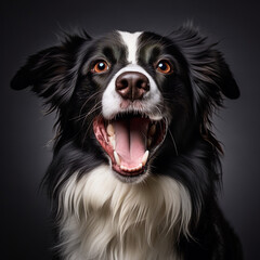 Obraz premium dog is talking and showing his mouth open, happy