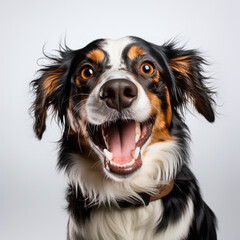 Fototapeta premium dog is talking and showing his mouth open, happy