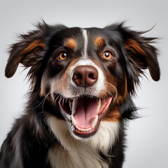 Fototapeta premium dog is talking and showing his mouth open, happy