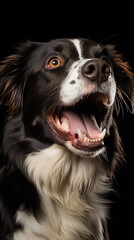 Fototapeta premium dog is talking and showing his mouth open, happy