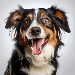 Fototapeta premium dog is talking and showing his mouth open, happy