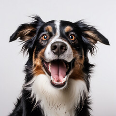 Fototapeta premium dog is talking and showing his mouth open, happy