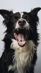 Obraz premium dog is talking and showing his mouth open, happy