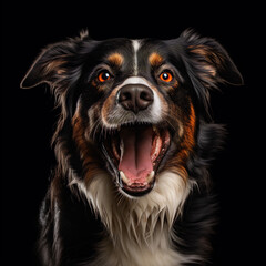 Fototapeta premium dog is talking and showing his mouth open, happy