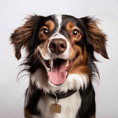 Fototapeta premium dog is talking and showing his mouth open, happy