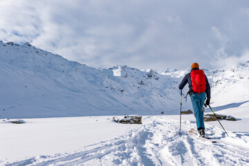 Fototapeta na wymiar Ski alpinism scene in the Italian alps