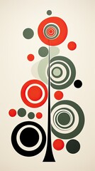 an Abstract Christmas tree with various shapes and colors in a Holiday-themed, vertical format of photorealistic illustration in JPG. Generative ai