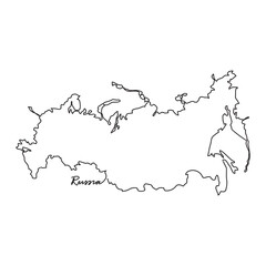 One continuous line drawing of country Map for Russia vector illustration. Country map illustration simple linear style vector concept. Country territorial area and suitable for your asset design.