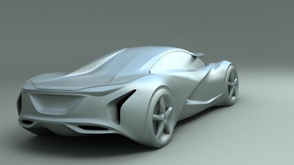 sports car rear view, non AI image, car design 3D illustration