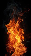 Fire on a dark background in a Combustion-themed, vertical format of photorealistic illustration in JPG. Generative ai