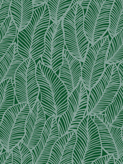 Tropical leaves wallpaper, luxury banana leaf line design, hand drawn fabric outline, print, cover, banner and invitation, vector illustration.