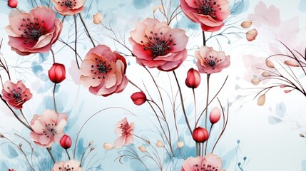 Abstract poppies, multi-colored on a neutral, Horizontal format, in a Floral-themed, photorealistic illustration in JPG.
Generative ai
