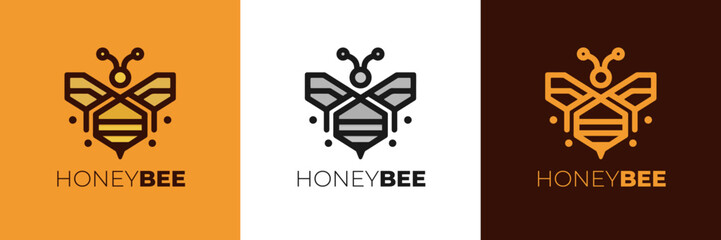 honey Bee logo design vector,  Elegant Bee logo designs concept vector, Honeycomb ilustration logo vector template