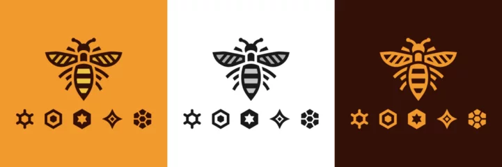 Foto op Plexiglas honey Bee logo design vector,  Elegant Bee logo designs concept vector, Honeycomb ilustration logo vector template © iamfrk7