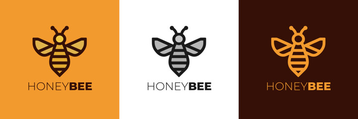 honey Bee logo design vector,  Elegant Bee logo designs concept vector, Honeycomb ilustration logo vector template