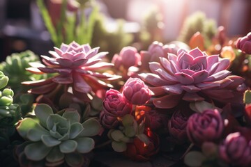 A close up of a bunch of succulents - Powered by Adobe