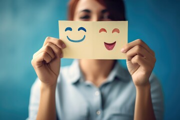 Smiling paper happy face Smiley Laugher, friendly happy post it smile satisfied client review experience, customer success, client service good positive feedback, lucky consumer love, favorite brand