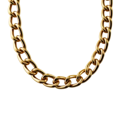Foto op Plexiglas Gold jewelry. Gold chain bracelet and necklace isolated on transparent background. Generative AI © MDNANNU