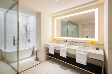 Fototapeta na wymiar Simple bathroom in a three star hotel