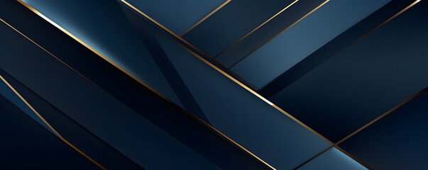 Abstract template blue geometric diagonal background with golden line. Luxury style. 