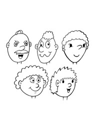 Cartoon Head and Face Vector Illustration Art Set