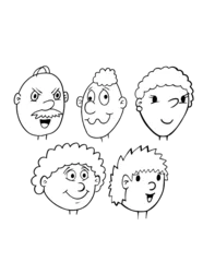 Cercles muraux Dessin animé Cartoon Head and Face Vector Illustration Art Set