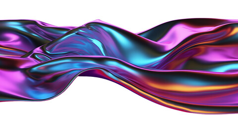 Futuristic colorful 3d render holographic or iridescent abstract flying cloth shape. Generative AI